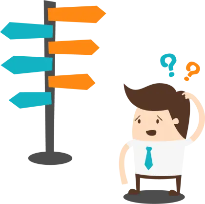 Confused Man with Signpost Illustration