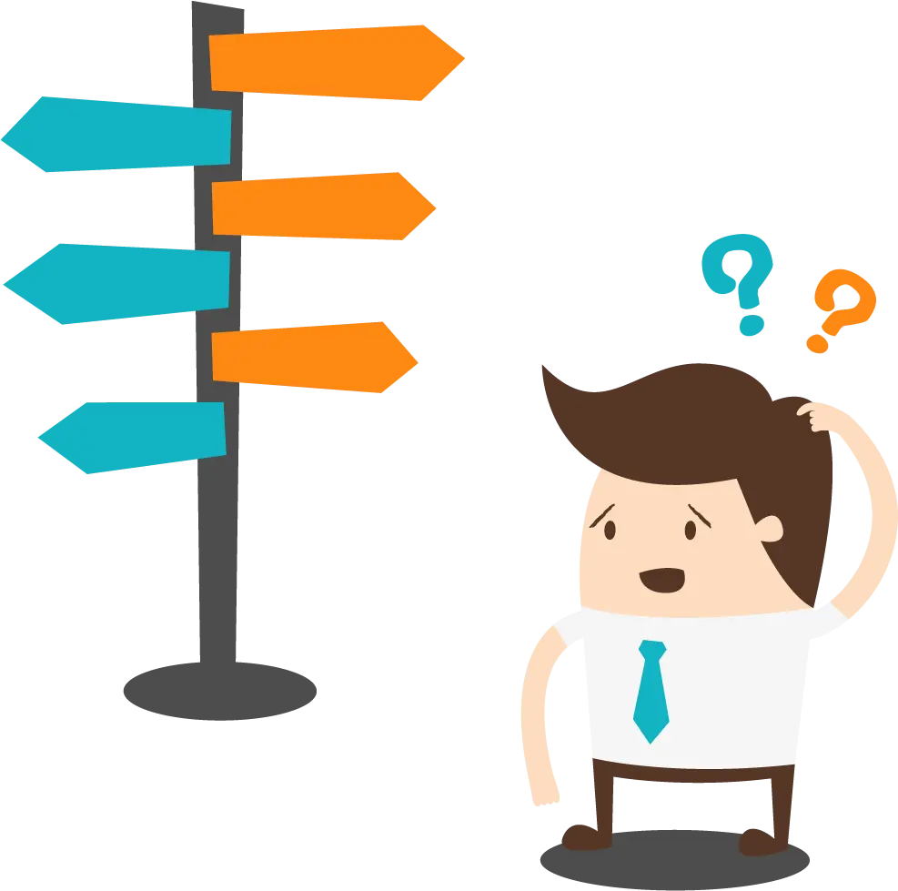 Confused Man with Signpost Illustration