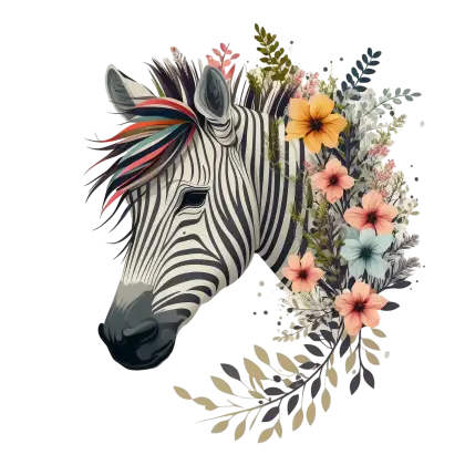 Zebra with Floral Crown Illustration
