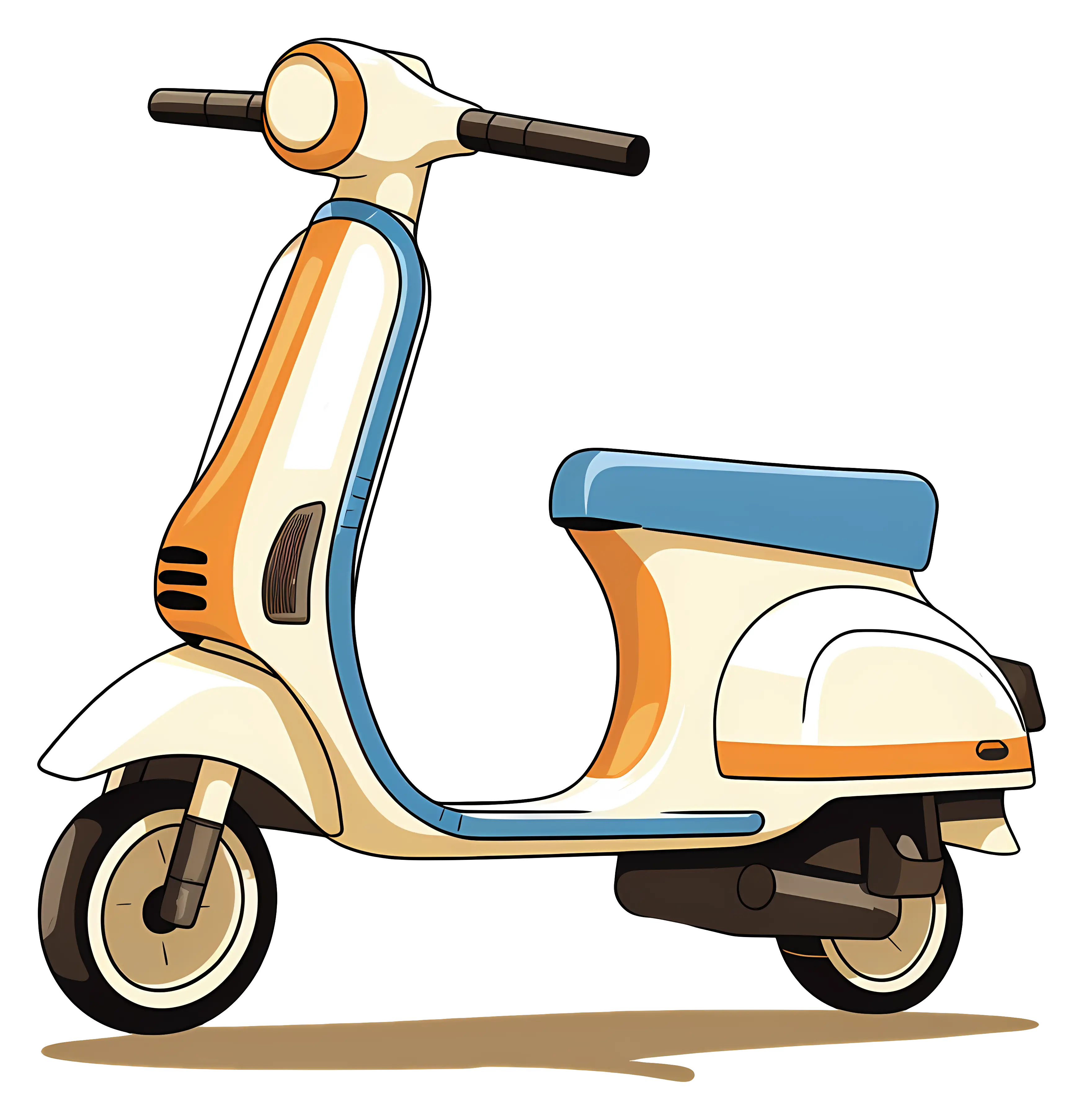 Retro Scooter Illustration with Blue and Orange Accents