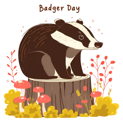 Badger on Tree Stump