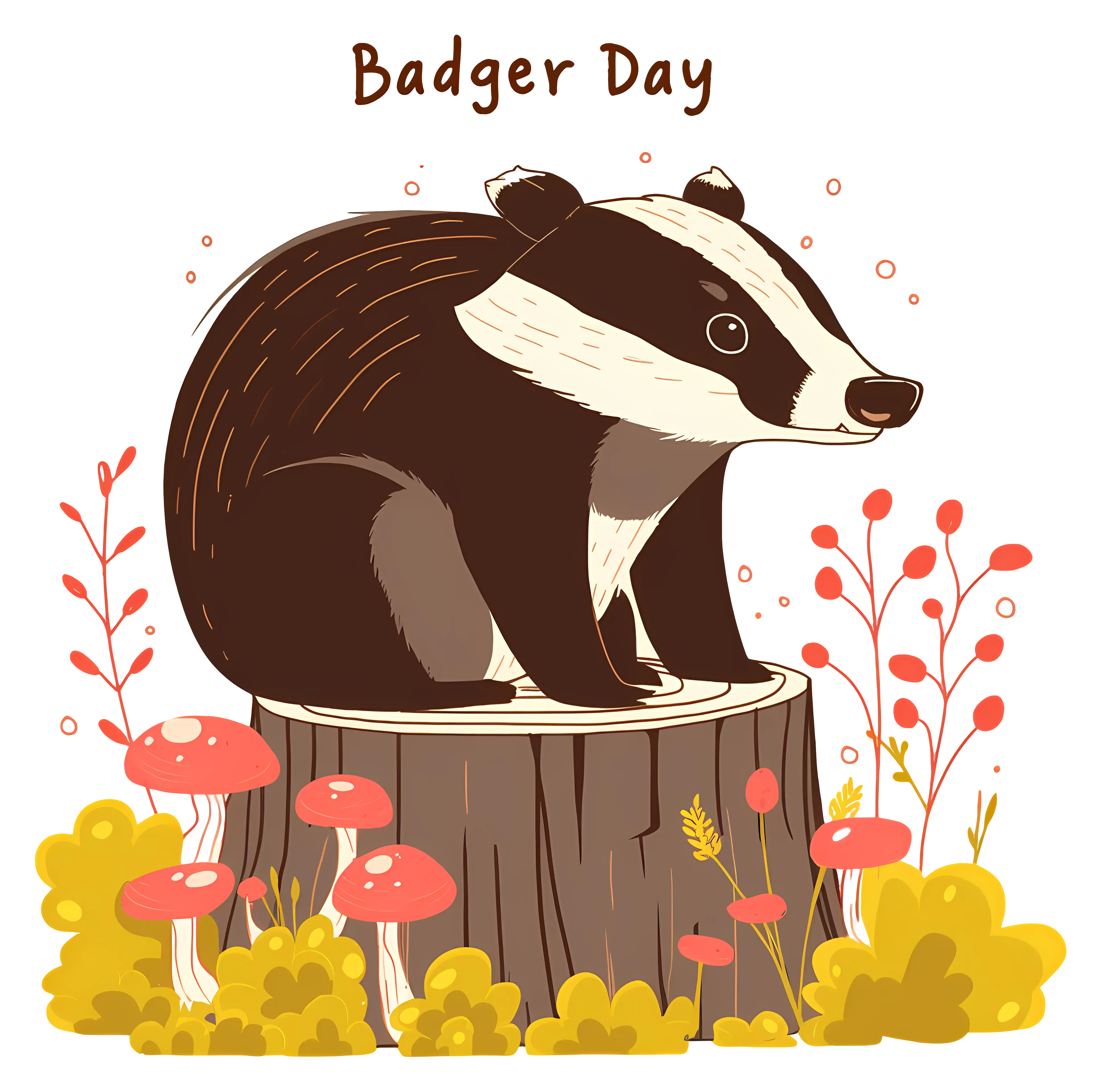 Badger on Tree Stump