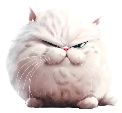 Grumpy Fluffy White Cat