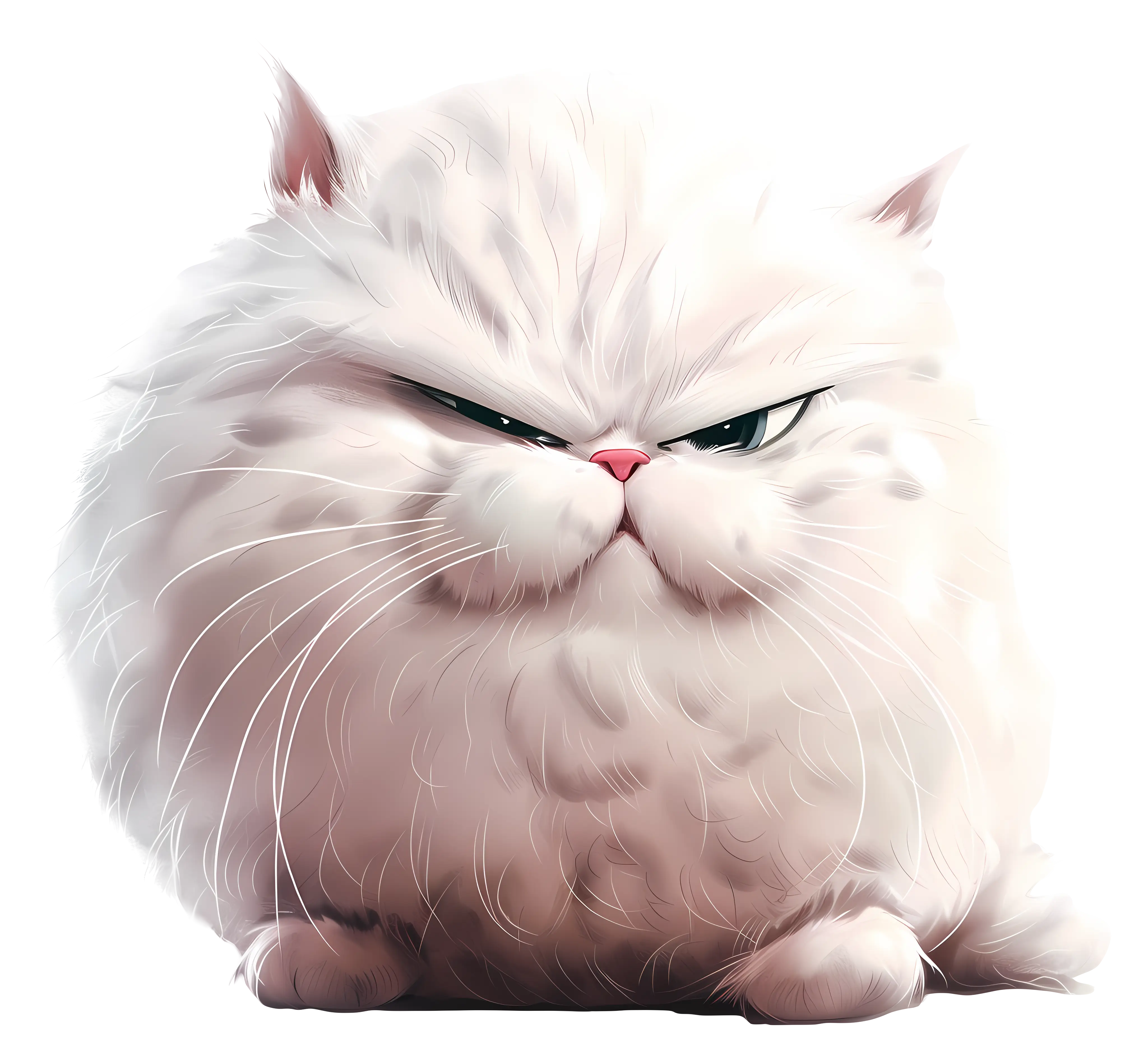 Grumpy Fluffy White Cat