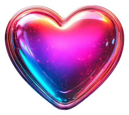 Shiny Multicolored 3D Heart Illustration