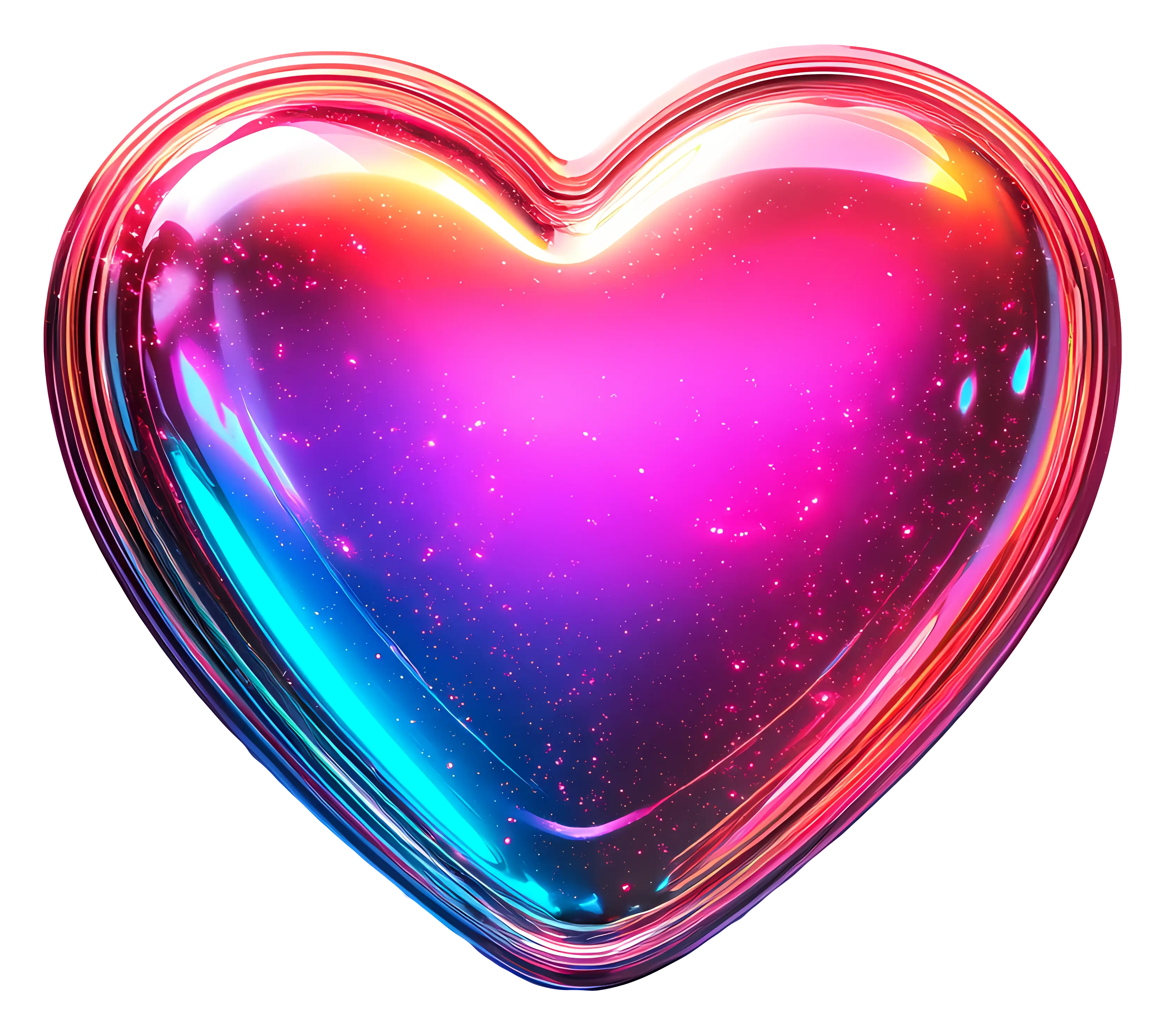 Shiny Multicolored 3D Heart Illustration
