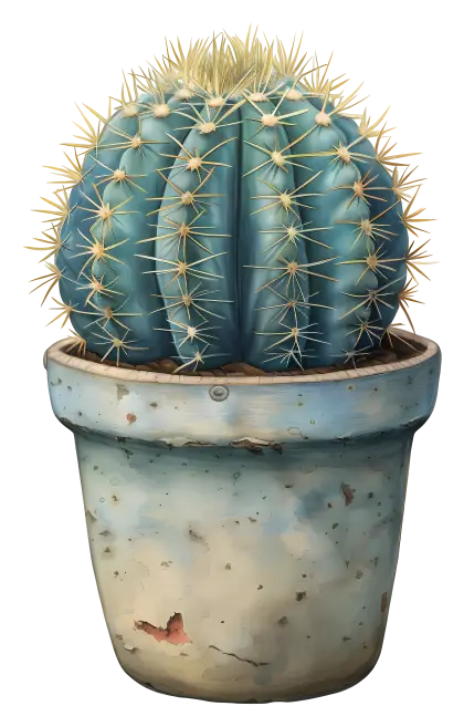 Cactus Plant in a Rustic Pot