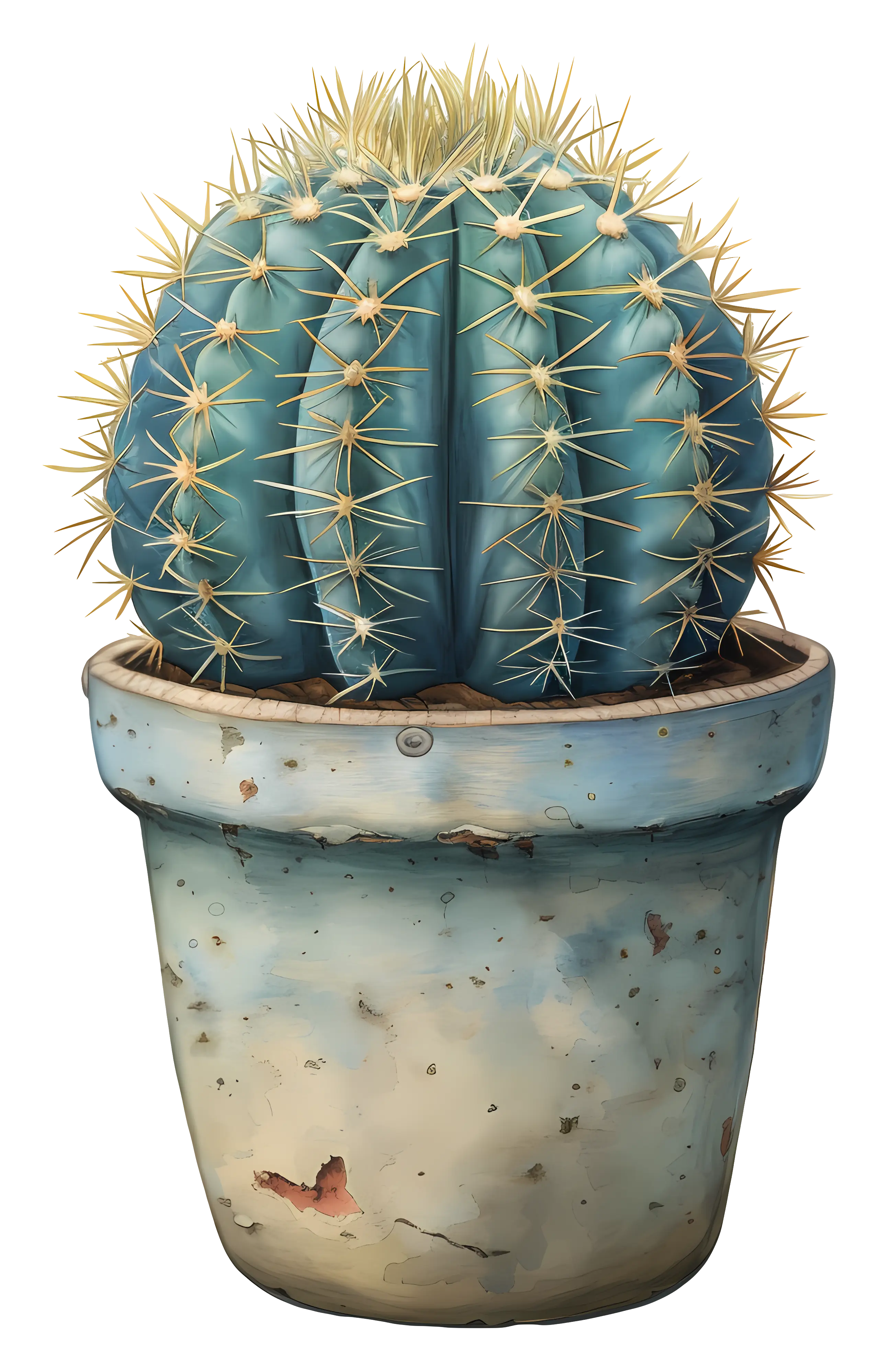 Cactus Plant in a Rustic Pot