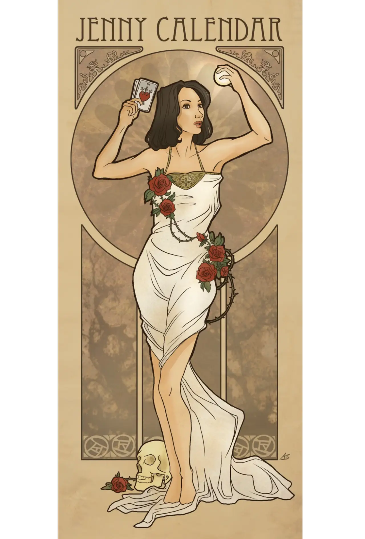 Vintage Woman Calendar Illustration