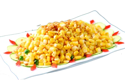 Corn Salad Plated with Colorful Garnish