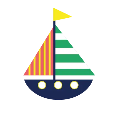 Colorful Toy Sailboat with Striped Sails