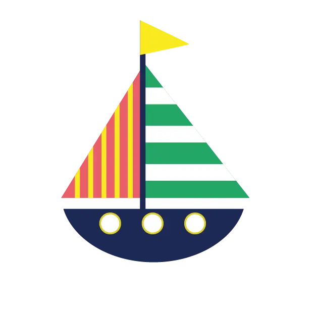 Colorful Toy Sailboat with Striped Sails
