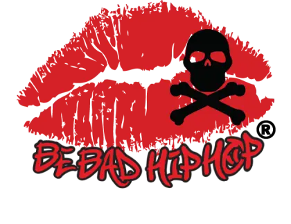 Be Bad Hip Hop Logo with Lip Print and Skull