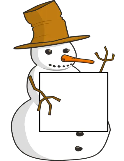 Snowman Illustration with a Hat and a Signboard