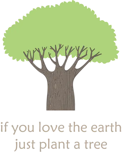 Wide Green Tree Illustration with Earth Message