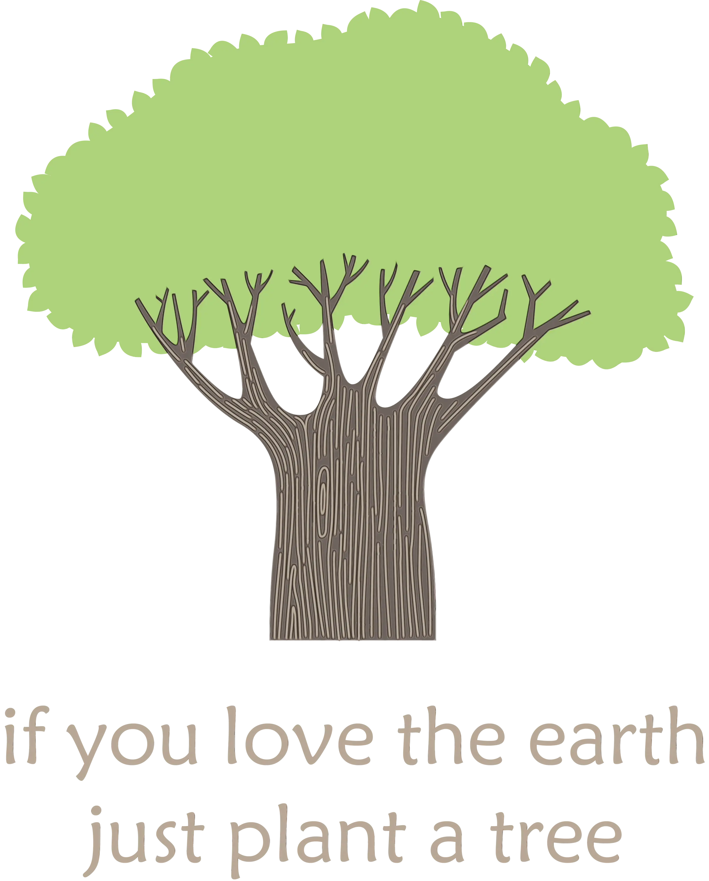 Wide Green Tree Illustration with Earth Message