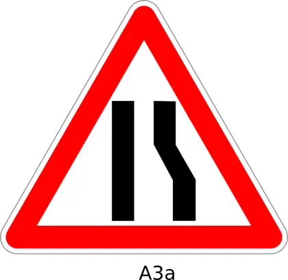 Road Narrowing Warning Sign