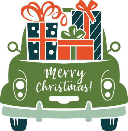 Christmas Gifts Loaded in a Car Illustration