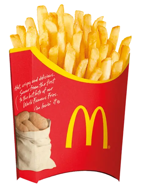 Fries in Branded Red Packaging