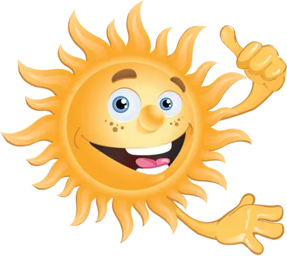 Cartoon Illustration of a Smiling Sun Giving a Thumbs Up