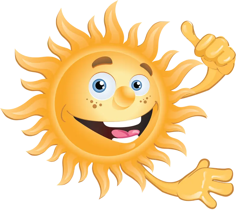 Cartoon Illustration of a Smiling Sun Giving a Thumbs Up
