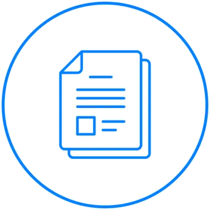 Blue Outline Document Icon Representation