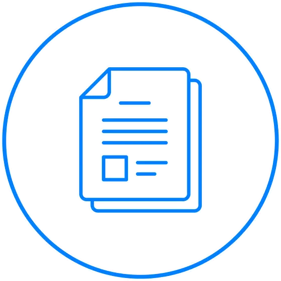 Blue Outline Document Icon Representation