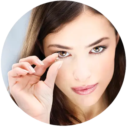 Woman Applying Contact Lens