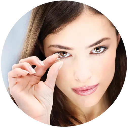 Woman Applying Contact Lens