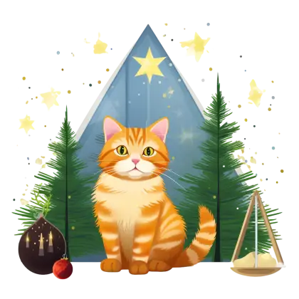 Cat with Christmas Decorations