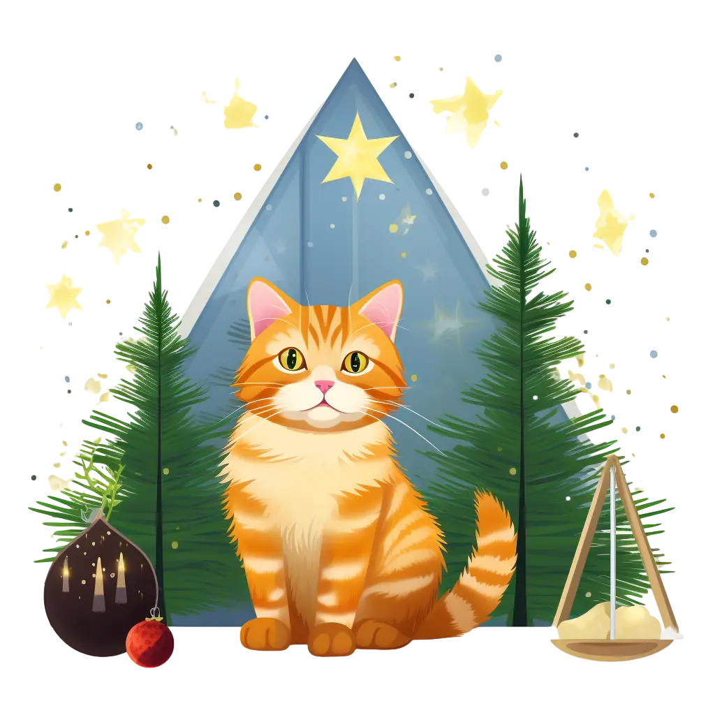 Cat with Christmas Decorations