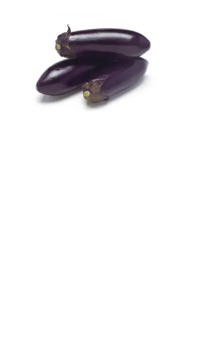 Fresh Eggplants on Transparent Background