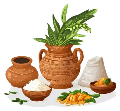 Traditional Clay Pots with Food