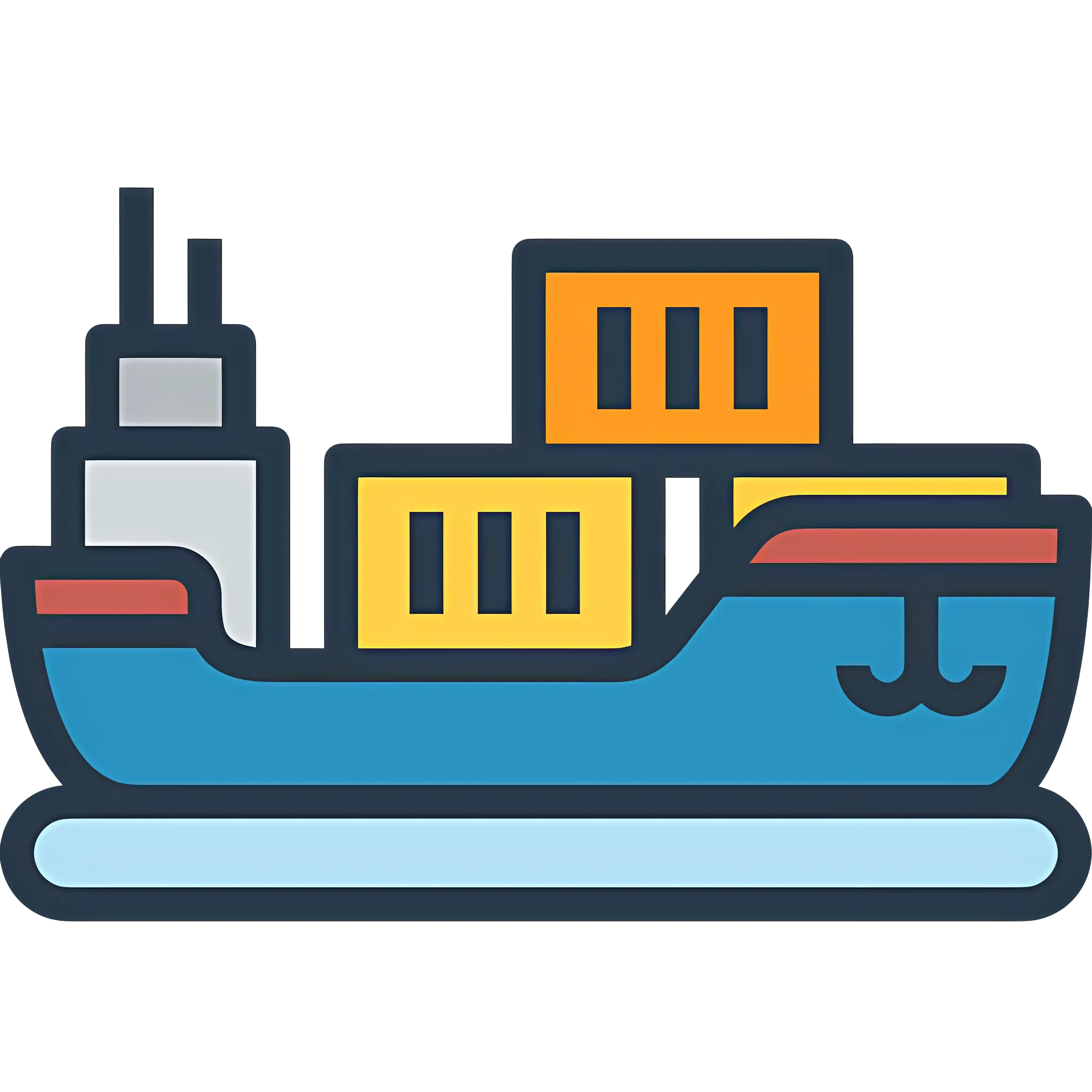 Cargo Ship with Containers Illustration