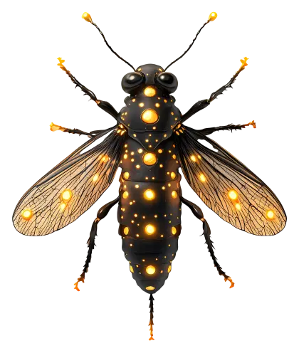 Glowing Insect with Luminous Spots