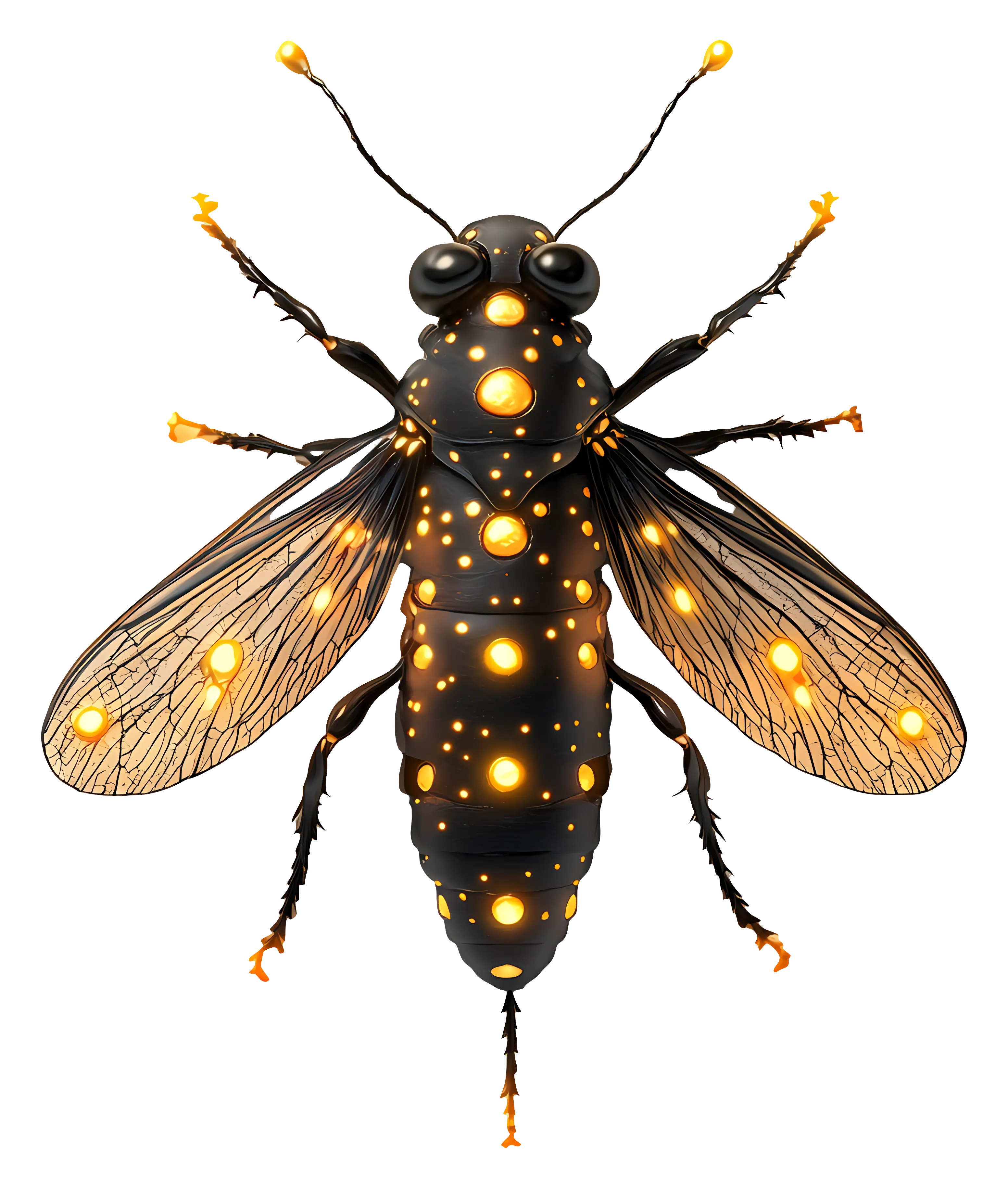 Glowing Insect with Luminous Spots