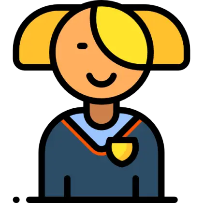Schoolgirl Icon in Cute Cartoon Style