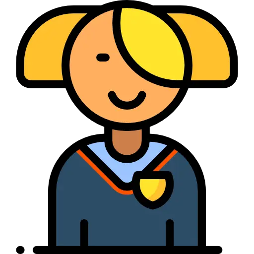Schoolgirl Icon in Cute Cartoon Style