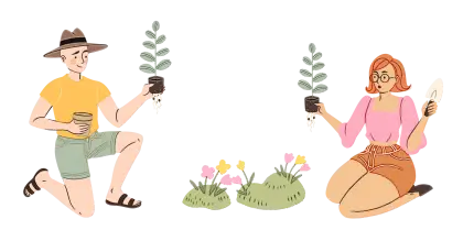People Gardening with Plants and Flowers