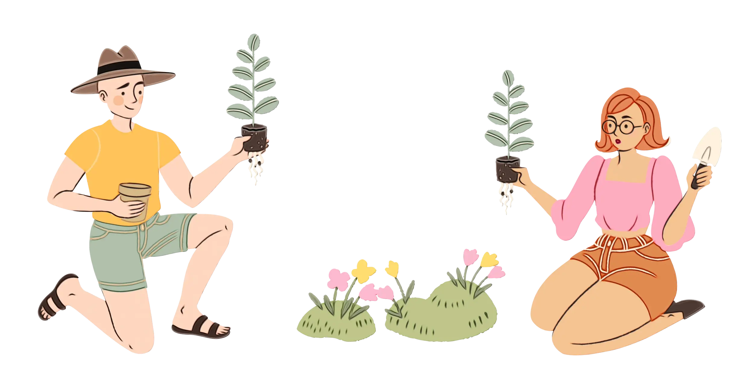 People Gardening with Plants and Flowers