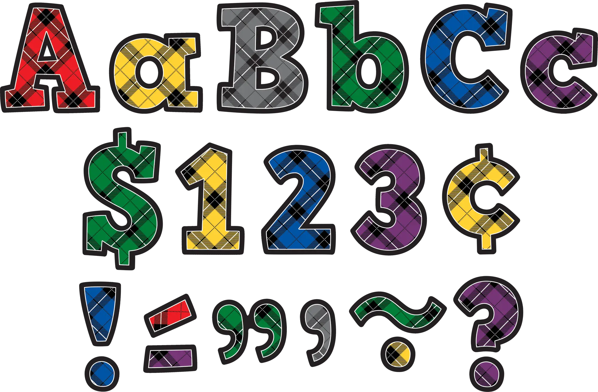 Colorful Plaid Alphabet and Symbols Set
