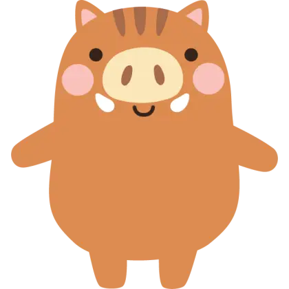 Cute Cartoon Boar with Pink Cheeks