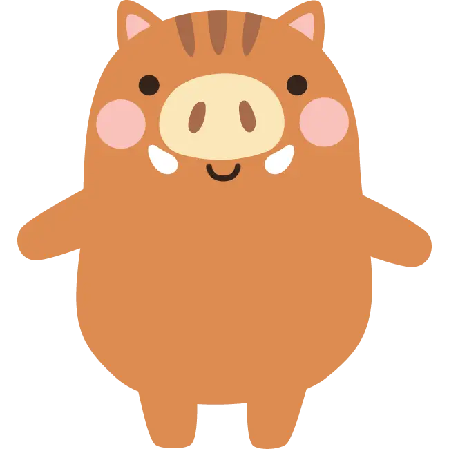 Cute Cartoon Boar with Pink Cheeks