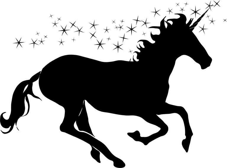 Unicorn Silhouette with Magical Stars