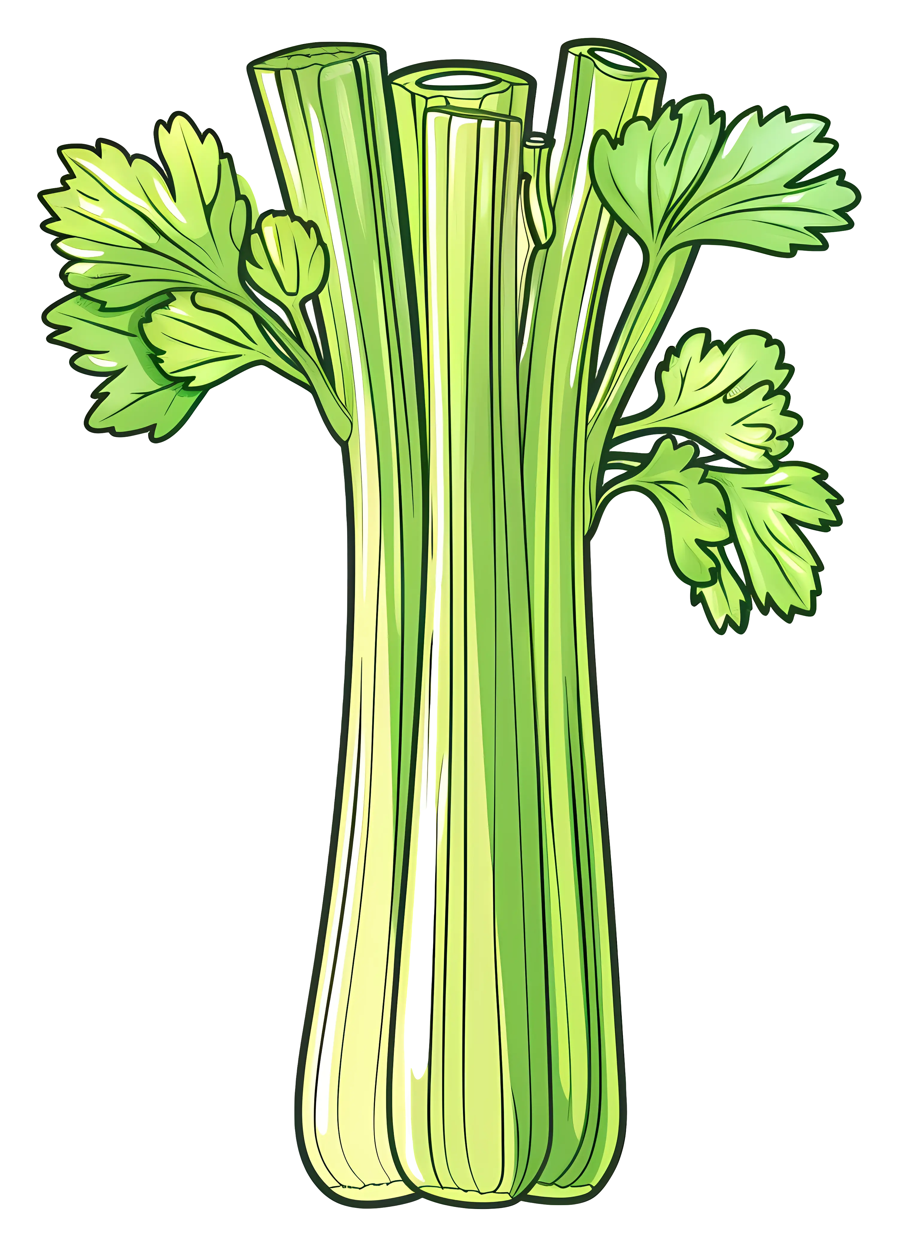 Fresh Celery Illustration in Green Tones