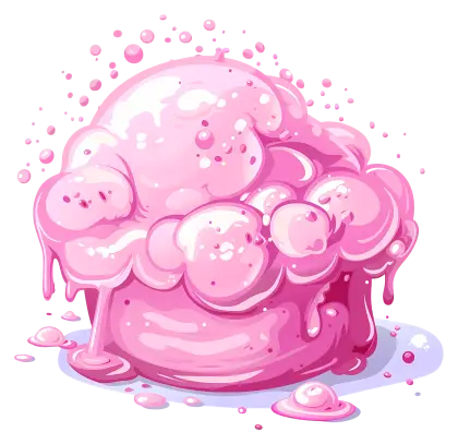 Pink Slime with Bubbles Illustration