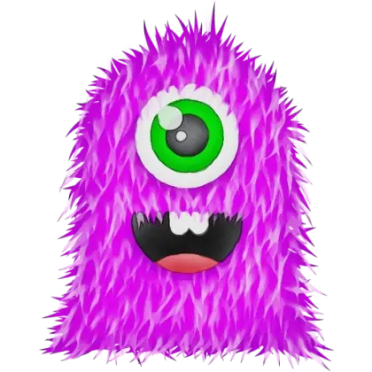 Purple One-eyed Hairy Monster Cartoon