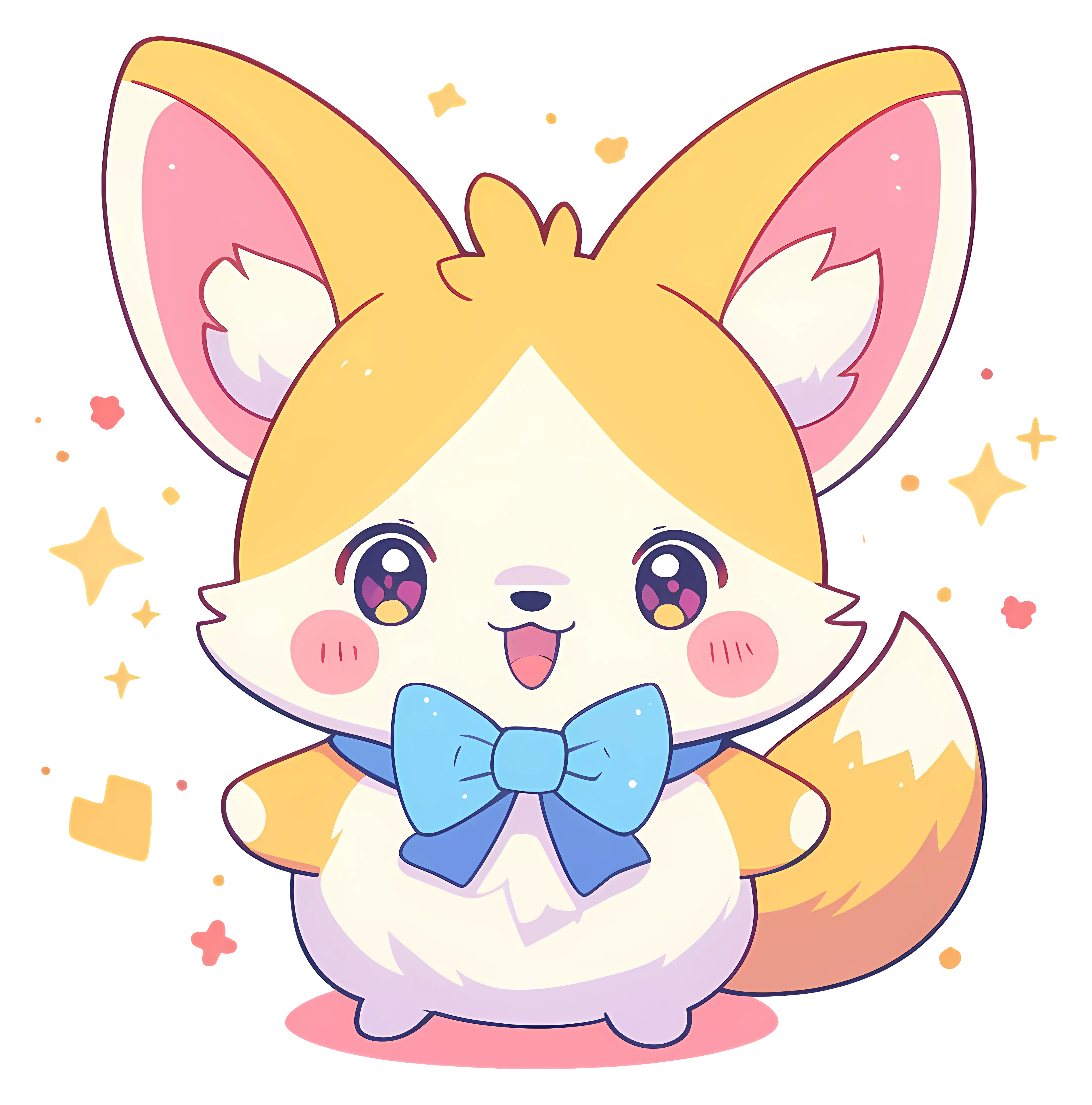 Cute Cartoon Corgi with Bow Tie