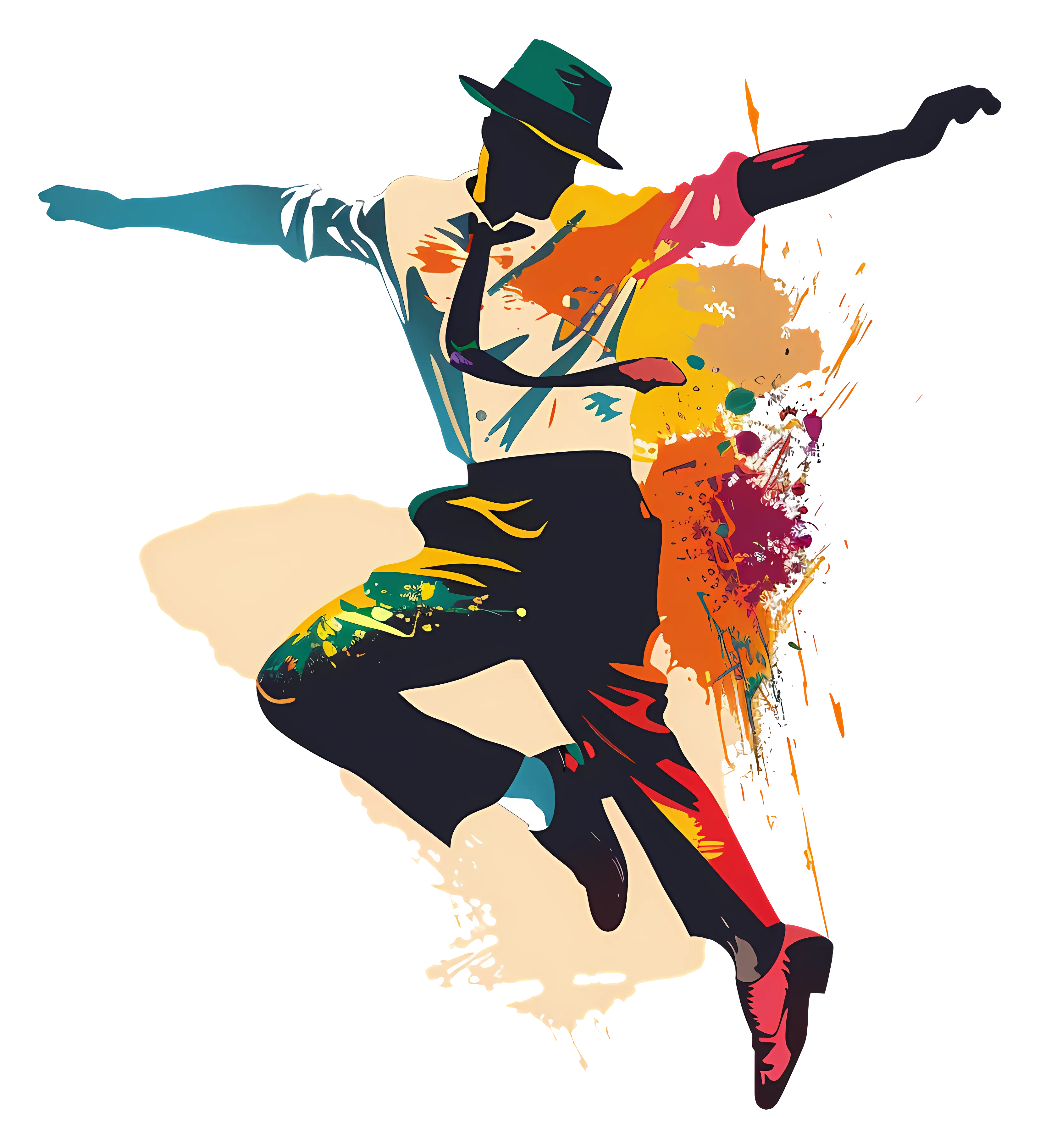 Colorful Silhouette of a Dancer