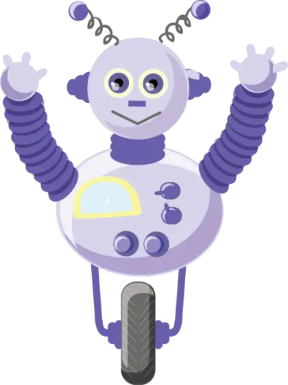 Purple Robot on a Wheel